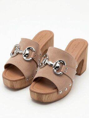 Bernie Mev. Premium Janece Suede Slip-On Platform Sandals Pale Rose EU Size 40